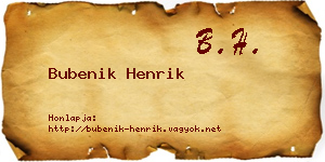 Bubenik Henrik névjegykártya